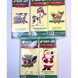 Vintage Yard Art Do It Yourself Wood Patterns Christmas Decor Vintage Set Of (5)
